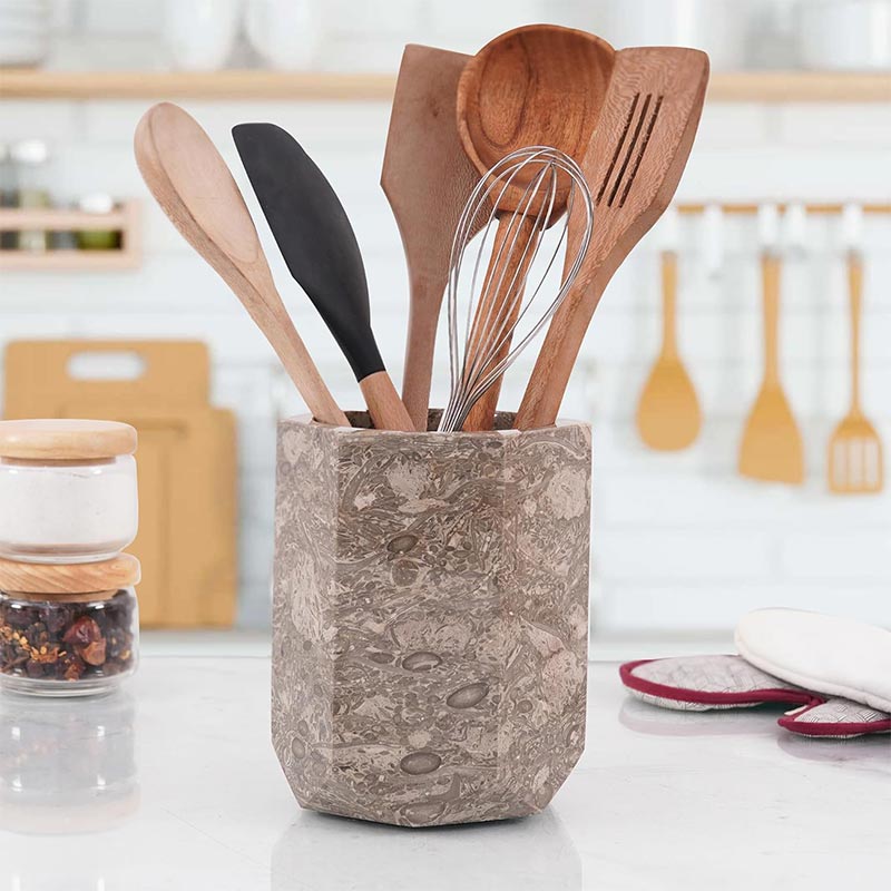 Marble Utensil Holder For Kitchen Countertop - Flatware Caddy Kitchen Organizer-7
