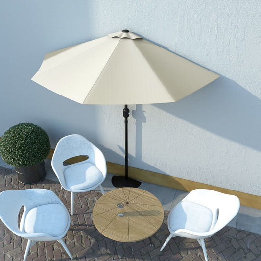 NNEVL Balcony Parasol with Aluminium Pole Sand 270x135 cm Half-0